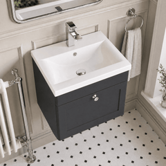 [BFCL1491D] Swynnerton Traditional 1 Drawer Wall Hung Vanity Unit with Mid-Edge Basin, 500mm, Choice of Colour