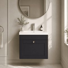 [BFCL1491D] Swynnerton Traditional 1 Drawer Wall Hung Vanity Unit with Mid-Edge Basin, 500mm, Choice of Colour - Silo