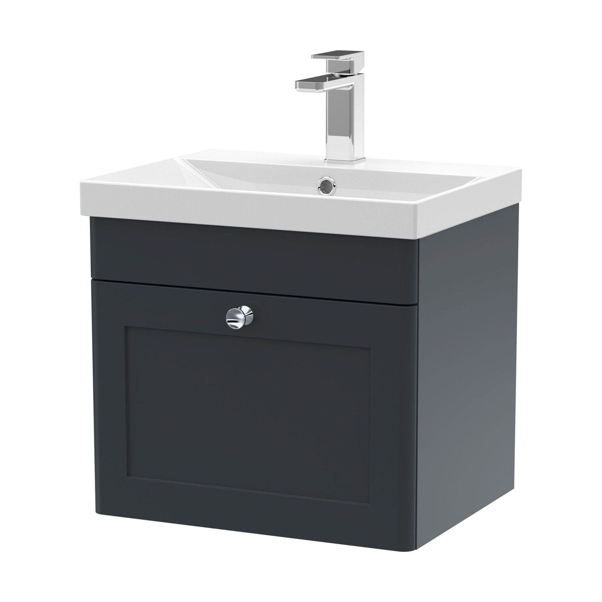 [BFCL1491E] Swynnerton Traditional 1 Drawer Wall Hung Vanity Unit with Thin Edge Basin, Dark Grey, 500mm - Cutout