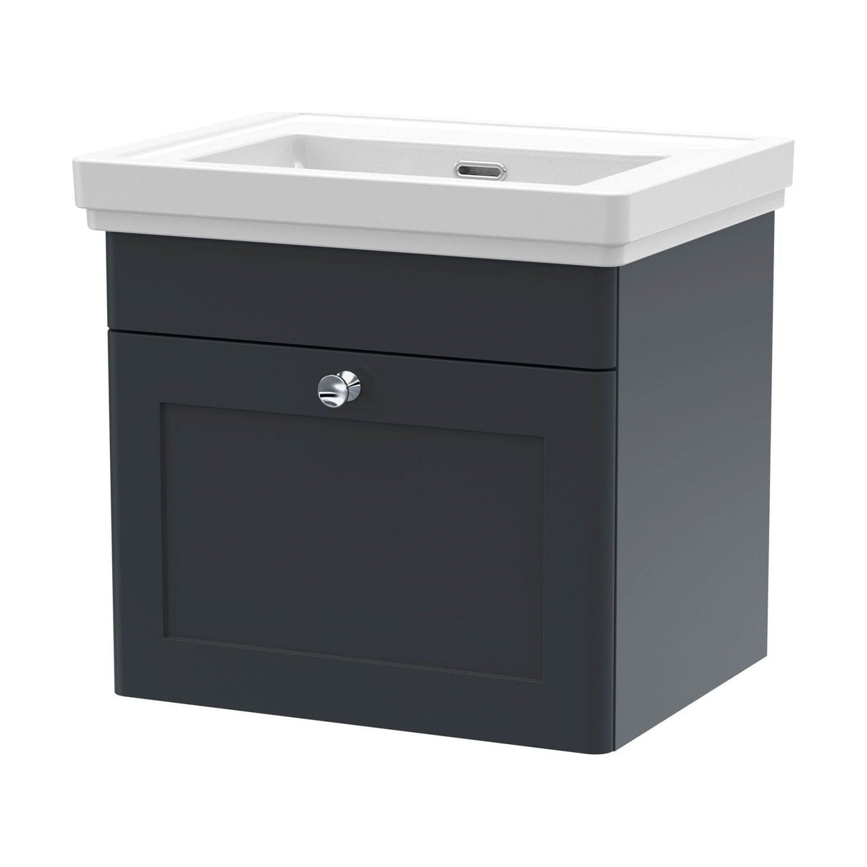 [BFCL1491H] Swynnerton Traditional 1 Drawer Wall Hung Vanity Unit with Basin, Dark Grey, 500mm - Cutout
