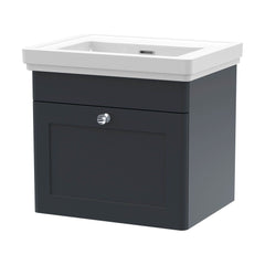 [BFCL1491H] Swynnerton Traditional 1 Drawer Wall Hung Vanity Unit with Basin, Dark Grey, 500mm - Cutout