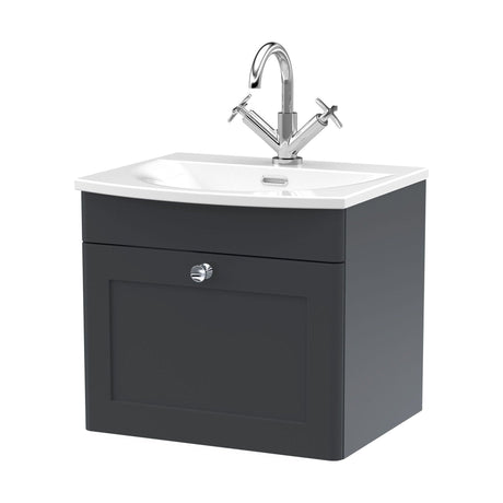 [BFCL1491J] Swynnerton Traditional 1 Drawer Wall Hung Vanity Unit with Basin, Dark Grey, 500mm - Cutout