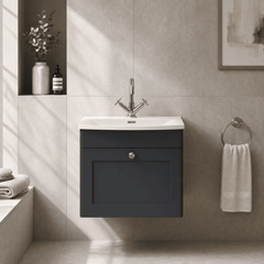 [BFCL1491J] Swynnerton Traditional 1 Drawer Wall Hung Vanity Unit with Curved Basin, Choice of Colour - Silo
