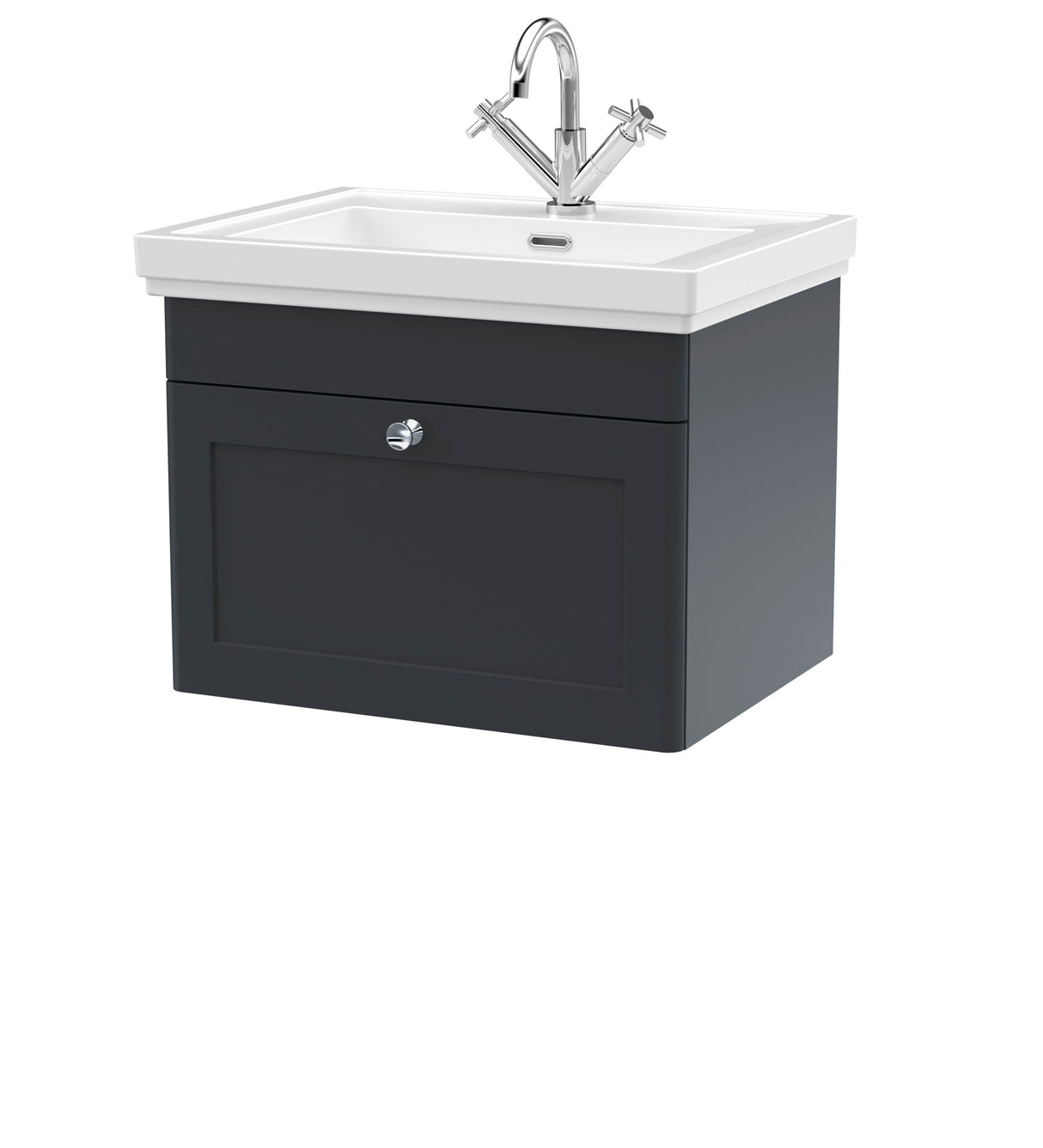 Swynnerton Traditional Wall Hung 1 Drawer Vanity Basin Unit with Fireclay Basin - Choice of Colour and Size