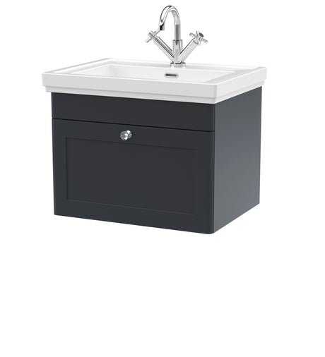 Swynnerton Traditional Wall Hung 1 Drawer Vanity Basin Unit with Fireclay Basin - Choice of Colour and Size