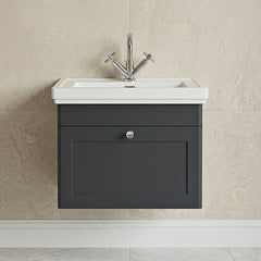 [BFCL1494A] Swynnerton Traditional Wall Hung 1 Drawer Vanity Basin Unit with Fireclay Basin - Choice of Colour and Size - Silo