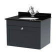 [BFCL1494BR1] Swynnerton Traditional 1 Drawer Wall Hung Vanity Unit with Marble Basin, Dark Grey, 600mm - Cutout
