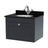 [BFCL1494BR1] Swynnerton Traditional 1 Drawer Wall Hung Vanity Unit with Black Marble Worktop and 1 Tap Hole Basin, Choice of Size and Colour - Cutout