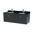 [BFCL1494BR2] Swynnerton Traditional 2 Drawer Wall Hung Vanity Unit with Double Marble Basin, Dark Grey, 1200mm - Cutout