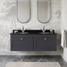 [BFCL1494BR2] Swynnerton Traditional 2 Drawer Wall Hung Vanity Basin Unit with Double 1 Tap Hole Black Marble Worktop and Basin, 1200mm, Choice of Colour - Silo