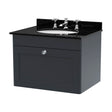 [BFCL1494BR3] Swynnerton Traditional 1 Drawer Wall Hung Vanity Unit with Marble Basin, Dark Grey, 600mm - Cutout