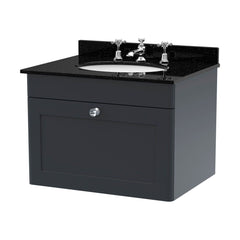 [BFCL1494BR3] Swynnerton Traditional 1 Drawer Wall Hung Vanity Unit with Marble Basin - Choice of Size and Colour - Cutout