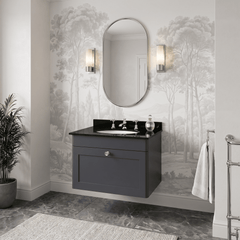 [BFCL1494BR3] Swynnerton Traditional 1 Drawer Wall Hung Vanity Unit with Marble Basin - Choice of Size and Colour