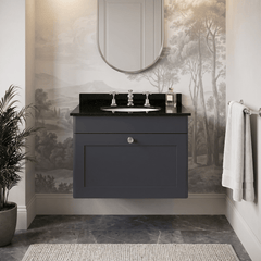 [BFCL1494BR3] Swynnerton Traditional 1 Drawer Wall Hung Vanity Unit with Marble Basin - Choice of Size and Colour - Silo