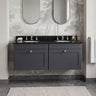 [BFCL1494BR6] Swynnerton Traditional 2 Drawer Wall Hung Vanity Basin Unit with Double 3 Tap Hole Black Marble Worktop and Basin, 1200mm, Choice of Colour - Silo