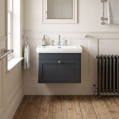 [BFCL1494B] Swynnerton Traditional 1 Drawer Wall Hung Vanity Basin Unit with 3 Tap Hole Traditional Fireclay Basin, Choice of Size and Colour