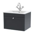 [BFCL1494C] Swynnerton Traditional 1 Drawer Wall Hung Vanity Unit with Basin, Dark Grey, 600mm - Cutout