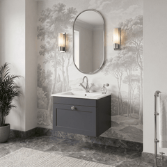 [BFCL1494C] Swynnerton Traditional 1 Drawer Wall Hung Vanity Basin Unit with 1 Tap Hole Minimalist Ceramic Basin, Choice of Size and Colour