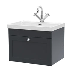 [BFCL1494E] Swynnerton Traditional 1 Drawer Wall Hung Vanity Unit with Thin Edge Basin, Choice of Size and Colour - Cutout