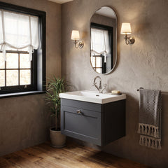[BFCL1494E] Swynnerton Traditional 1 Drawer Wall Hung Vanity Unit with Thin Edge Basin, Choice of Size and Colour