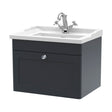 [BFCL1494F] Swynnerton Traditional 1 Drawer Wall Hung Vanity Unit with Basin, Dark Grey, 600mm - Cutout