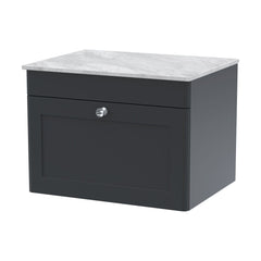 [BFCL1494GMT] Swynnerton Traditional 1 Drawer Wall Hung Vanity Unit with Marble Top, Dark Grey, 600mm - Cutout