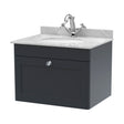 [BFCL1494GR1] Swynnerton Traditional 1 Drawer Wall Hung Vanity Unit with Marble Basin, Dark Grey, 600mm - Cutout