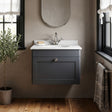 [BFCL1494GR1] Swynnerton Traditional 1 Drawer Wall Hung Vanity Unit with Grey Marble Worktop and 1 Tap Hole Basin, Choice of Size and Colour - Silo