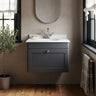 [BFCL1494GR1] Swynnerton Traditional 1 Drawer Wall Hung Vanity Unit with Grey Marble Worktop and 1 Tap Hole Basin, Choice of Size and Colour - Silo