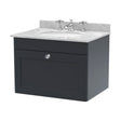 [BFCL1494GR3] Swynnerton Traditional 1 Drawer Wall Hung Vanity Unit with Marble Basin, Dark Grey, 600mm - Cutout