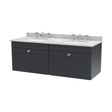 [BFCL1494GR6] Swynnerton Traditional 2 Drawer Wall Hung Vanity Unit with Double Marble Basin, Dark Grey, 1200mm - Cutout