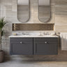[BFCL1494GR6] Swynnerton Traditional 2 Drawer Wall Hung Vanity Basin Unit with Double 3 Tap Hole Grey Marble Basin, 1200mm, Choice of Colour - Silo
