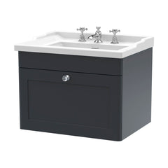 [BFCL1494G] Swynnerton Traditional 1 Drawer Wall Hung Vanity Basin Unit with 3 Tap Hole Traditional Ceramic Basin, Choice of Size and Colour - Cutout