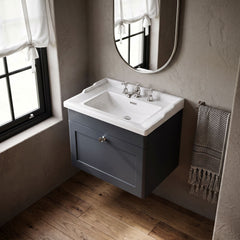 [BFCL1494G] Swynnerton Traditional 1 Drawer Wall Hung Vanity Basin Unit with 3 Tap Hole Traditional Ceramic Basin, Choice of Size and Colour