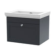 [BFCL1494H] Swynnerton Traditional 1 Drawer Wall Hung Vanity Unit with Basin, Dark Grey, 600mm - Cutout