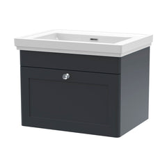 [BFCL1494H] Swynnerton Traditional 1 Drawer Wall Hung Vanity Unit with 0 Tap Hole Traditional Fireclay Basin, Choice of Size and Colour - Cutout