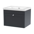 [BFCL1494K] Swynnerton Traditional 1 Drawer Wall Hung Vanity Unit with Fireclay Basin, Dark Grey, 600mm - Cutout