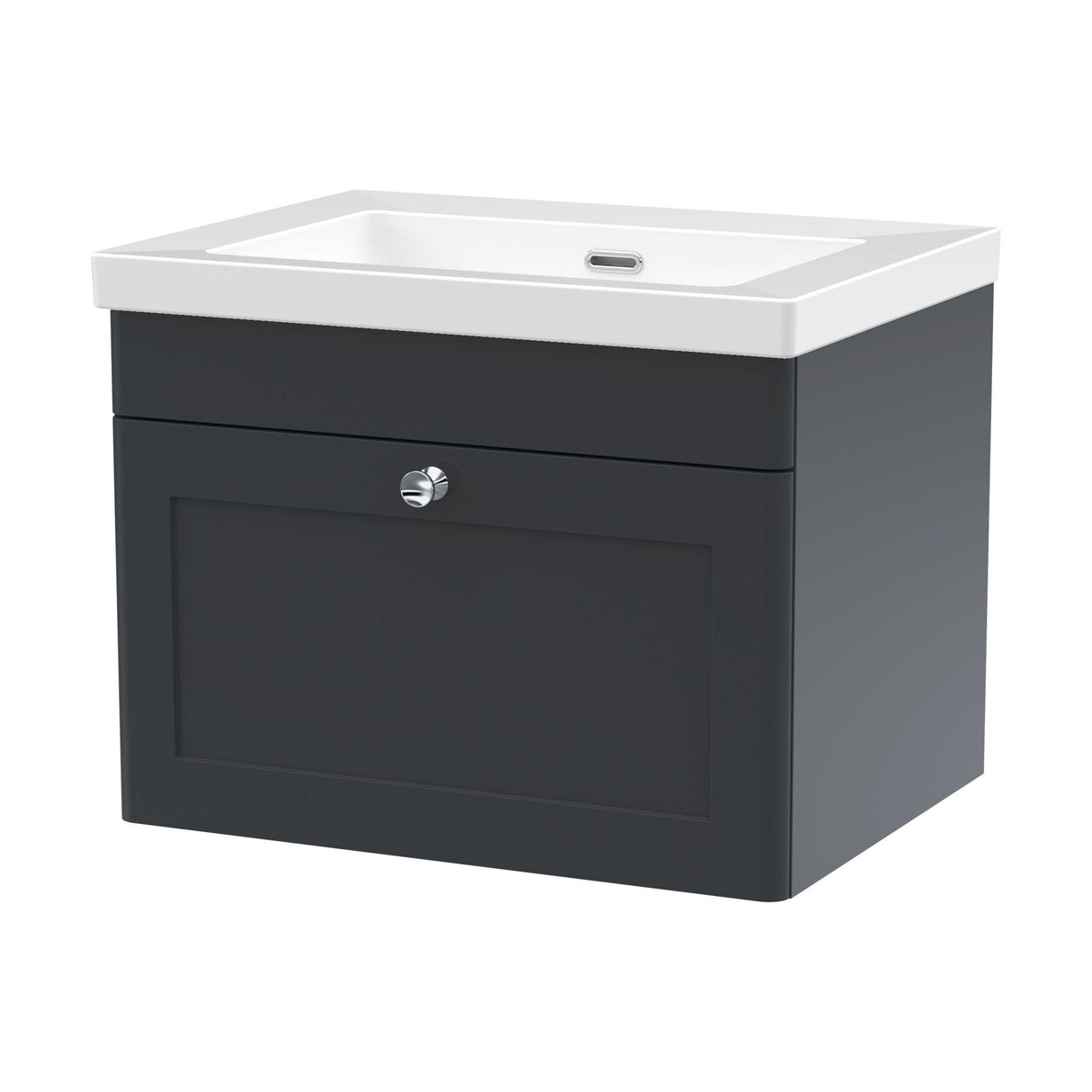 [BFCL1494K] Swynnerton Traditional 1 Drawer Wall Hung Vanity Basin Unit with 0 Tap Hole Modern Fireclay Basin, Choice of Size and Colour - Cutout