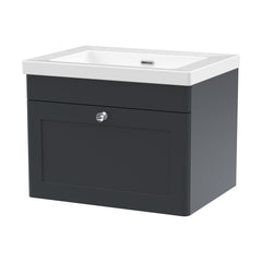 [BFCL1494K] Swynnerton Traditional 1 Drawer Wall Hung Vanity Basin Unit with 0 Tap Hole Modern Fireclay Basin, Choice of Size and Colour - Cutout