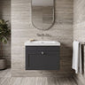[BFCL1494K] Swynnerton Traditional 1 Drawer Wall Hung Vanity Basin Unit with 0 Tap Hole Modern Fireclay Basin, Choice of Size and Colour - Silo