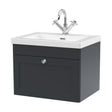 [BFCL1494L] Swynnerton Traditional 1 Drawer Wall Hung Vanity Unit with Fireclay Basin, Dark Grey, 600mm - Cutout