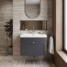[BFCL1494L] Swynnerton Traditional 1 Drawer Wall Hung Vanity Basin Unit with 1 Tap Hole Modern Fireclay Basin, Choice of Size and Colour - Silo