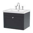 [BFCL1494M] Swynnerton Traditional 1 Drawer Wall Hung Vanity Unit with Fireclay Basin, Dark Grey, 600mm - Cutout