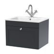 [BFCL1494P] Swynnerton Traditional 1 Drawer Wall Hung Vanity Unit with Stone Basin, Dark Grey, 600mm - Cutout