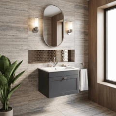 [BFCL1494P] Swynnerton Traditional 1 Drawer Wall Hung Vanity Basin Unit with 1 Tap Hole Stone Basin, Choice of Size and Colour