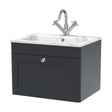 [BFCL1494Q] Swynnerton Traditional 1 Drawer Wall Hung Vanity Unit with Stone Basin, Dark Grey, 600mm - Cutout
