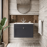 [BFCL1494Q] Swynnerton Traditional 1 Drawer Wall Hung Vanity Basin Unit with 1 Tap Hole Marble Effect Stone Basin, Choice of Size and Colour - Silo