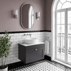 [BFCL1494WMT] Swynnerton Traditional 1 Drawer Wall Hung Vanity Unit with White Marble Worktop, Choice of Size and Colour
