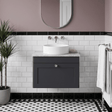 [BFCL1494WMT] Swynnerton Traditional 1 Drawer Wall Hung Vanity Unit with White Marble Worktop, Choice of Size and Colour - Silo