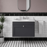 [BFCL1494WR3] Swynnerton Traditional 1 Drawer Wall Hung Vanity Basin Unit with 3 Tap Hole White Marble Worktop and Basin, Choice of Size and Colour - Silo